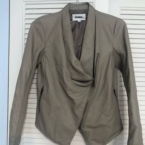 Soft gray stylish leather motto jacket bb Dakota
